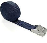 Metal Cam Buckle Tie Down Strap Heavy Duty Adjustable Storage Luggage Car Roof Rack Trailer 3 Metres Long In 25mm Webbing (Navy)