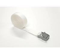 Metal Cam Buckle Tie Down Strap Heavy Duty Adjustable Storage Luggage Car Roof Rack Trailer 3 Metres Long In 25mm Webbing (White)