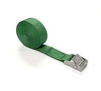 Metal Cam Buckle Tie Down Strap Heavy Duty Adjustable Storage Luggage Car Roof Rack Trailer 5 Metres Long In 25mm Webbing (Green)