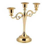 Metal Candle Holder, 3 Arms Antique Candle Stand, 25cm Candlestick Holders, Wedding Event Candelabra, European Style Candelabra Wedding Christmas Decor(Gold)