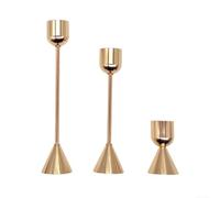 Metal Candle Holders with Sleek Geometric Patterns for Use in For Dining Table and Living Room Decor (Gold)
