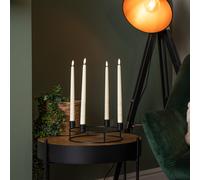 Metal Candle Ring Holder with 4 Battery Powered LED Taper Candles Samuel Alexander Black One Size