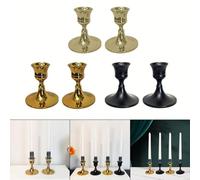 Metal Candlestick Holders for Taper Candles 2-piece Set in Bronze/Black/Gold Home Decor for Wedding Table Centerpieces Mantel Shelf Display 3.0 X 2.6 Inches(Black)