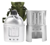 Metal Canteen 900ml, Anodized Canteen Set with Cup, Cup Stove & Storage Bag Portable for Camping Survival Outdoor