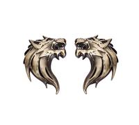 Metal Car Decal Wolf Head Totem Sticker Wolf Emblem Vehicle Sticker Decoration Bronze 1Pair..