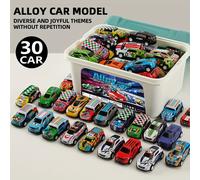 (Metal car set with storage box-30PCS) 20/30/50pcs Metal Toy Car Set with Ramp Function and Storage Box