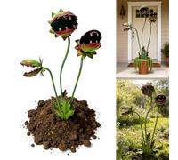 Metal Carnivorous Plant Garden Stake, 2026 New 25-Inch Venus Flytrap Yard Art Decor, Durable Yard Art for Flower Beds, Lawn Garden Patio Halloween Gothic Yard Decoration (3PCS)