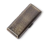 Metal Carry Cigarette Case, Double Sided Spring Clip,Holds 10 100mm Cigarettes (Vines bronze)