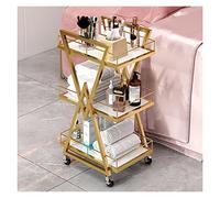 WIGSELBL Metal Cart for Medical spa Trolley,Beauty Salon Trolley Cart,3 Tier Utility Manicure Trolley Storage Rolling Barber Cart with Wheels,Hair Stylist Manicure Storage Drawer Trays (Color : Gold)