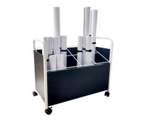 Metal Cart on Wheels - Roll Paper Organizer for Blueprint Storage, Portable Document Holder for Drafting & Construction Plans