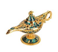 Metal Carved Hollow Legend Lamp Vintage Legend Aladdin Lamp Magic Genie Wishing Light,Collectable Rare Classic Arabian Costume Props Lamp Tabletop Decor Crafts Gift for Party/Halloween/Birthday(#2)