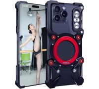 Metal Case for Apple iPhone 16 Pro Max, Cover for iPhone 16 Pro Max Cellphone, Border Mobile Phone Shell, Bracket, Armor, Mechanical Monsters -Black