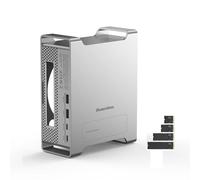 Metal Case for Mac Mini M4/M4 Pro 2024 Protective Cases, Aluminium Vertical Stand Docking Station for NVMe/SATAm.2 SSD Expansion Slot and Two USB3.2/TF+SD Interface (Upgrade Model Silver)