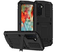 Metal Case for Samsung Galaxy S21, Outdoor Heavy Duty Tough Armour Metal Military Case Built-in Screen Dustproof Shockproof Full Body Cover with Kickstand for Samsung Galaxy S21 5G 6.2 inch (Black)