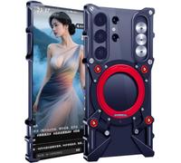 Metal Case for Samsung Galaxy S23 Ultra, Cover for Galaxy S 23 Ultra Cellphone, Border Mobile Phone Shell, Bracket -Black