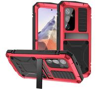 Metal Case for Samsung Galaxy S24, Outdoor Heavy Duty Tough Armour Military Metal Shock/Dustproof Full Body Case Built-in Tempered Glass Screen Protector and Kickstand for Samsung Galaxy S24 (Red)