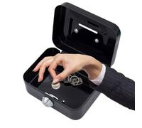 Metal Cash Box - Durable Money Safe Box With Key Lock, Portable Coin Bank For Secure Storage | Mini Safe For Office, Shop, Home, Travel, Donations, Savings, Daily Sales, Collections