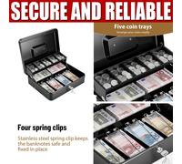 Metal Cash Box Lockable Metal Petty Coin Money Key Lock Safety Store Box