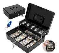 Metal Cash Box Lockable Money Coin & Note Security Box