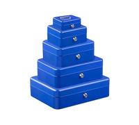 Metal Cash Box Money Bank Deposit Steel Tin Security Safe Petty Key Lockable (Blue, 6 Inch)