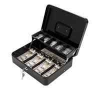 Metal Cash Box withLock Portable Home Safe withKey Capacity withMultiple Compartments A