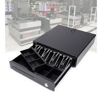 Metal Cash Drawer with Coin Operator, Manual or Automatic Coin Box, 5 Compartments, 4 Coins, Material Steel, Plastic for Supermarket Trade Register(Black)