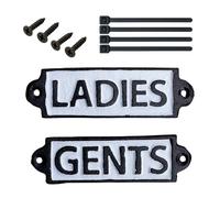 Metal Cast Iron LADIES & GENTS Toilet Signs For Door With Screws & Zip Ties Included - Male And Female Toilet Sign - Antique Decor Men Women WC Restroom Loo Decor - Vintage Bathroom Accessories