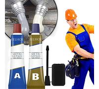 Metal Cast Iron Magic Repair Glue, Permanent Metal Repair Paste Set, Heat Resistant Cold Weld Glue Metal Repair Agent Cast Iron Sealant Defect Repair Caster Glue (D)
