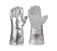 Metal Casting Safety Work Gloves, 15" Aluminized Kevlar Gloves, 1000°C High Temperature Resistant Gloves for Women Cooking and Grill (Size : 15")