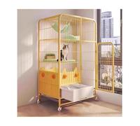Metal Cat Cage with Litter Box and Hammock - Rotating Wheels for Easy Mobility, DIY Wire Enclosure for Cats and Small Pets