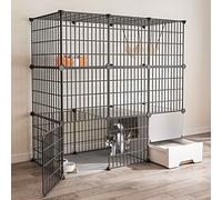 Metal Cat Cages Indoor Large with Litter Tray, Cat Houses in Pet Supplies for Outside, Small Animal Cage, Black/Yellow 111 X 49 X 109 Cm,Black-B