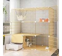 Metal Cat Cages Indoor Large with Litter Tray, Cat Houses in Pet Supplies for Outside, Small Animal Cage, Black/Yellow 111 X 49 X 109 Cm,Yellow-B