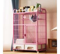 Metal Cat Enclosure, Heavy Duty Playpen with Wheels and Litter Box, Easy to Assemble for Cats, Ferrets, Chinchillas