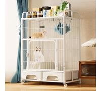 Metal Cat Enclosure, Heavy Duty Playpen with Wheels and Litter Box, Easy to Assemble for Cats, Ferrets, Chinchillas