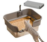 Metal Cat Litter Tray - Top Open Entrance Non Adhesive Surface Sturdy Floor Support Removable Tray | for Cats, Kittens, Rabbits, Ferrets, Pets, Apartment, Home, Cleaning Compound