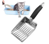 Metal Cat Scoop - Deep Litter Shovel for Cleaning | Stainless Steel Sifting Tool with Long Handle, Non Stick Mesh & Ergonomic Grip for Cats House Bedroom Courtyard and Living Room, 10.24x4.21 inches