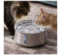 Metal Cat Water Fountain, 134oz/4L with Water Level Window, Ultra Quiet with Filter Dog Fountain for Multiple Pets - Dishwasher Safe