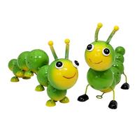 Metal Caterpillar Statue Yard Art Garden Decor, 2 Pack Handcrafted Cute Caterpillar Ornaments for Outside Fence Patio Lawn Garden Courtyard,Gift for Family,Friends,Garden Lovers (Colorful)