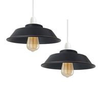 Metal Ceiling Lamp Shade 22cm Easy Fit Light Pendant Black Gold Line Modern Ceiling Lighting Shade for Bedroom, Hallway, Office,Restaurant Industrial Light Shade Hanging Pendant