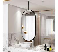 Metal Ceiling Mounted oval Mirror with Boom，Vanity Make-up Mirrors Decorative Hanging Mirror for Living room Entrance Bathrooms Bedrooms Dressers (Size : 40cmx70cm)
