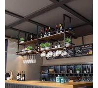 Metal Ceiling ShelfMulti-Purpose Hanging RackFloating Wall-Mounted StorageIdeal for Bars Cafés BalconiesSpace-Saving Decor (100x30x80cm)