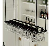 Metal Ceiling Wine Rack Holder for Ceiling Suspended Bar Unit, Hanging Wine Bottle Display Hanger Black Shelving for Home Kitchen Bar, Adjustable Height and Width (Size : 120x27x8cm)