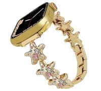 Metal Chains Band Compatible with Apple Watch 38mm 40mm 41mm 42mm 44mm 45mm 49mm, Metal Slim Sparkle Bling Bracelet Women Band Compatible for iWatch Series Ultra 10 9 8 7 6 5 4 3 2 1 SE, Stars/G 38mm