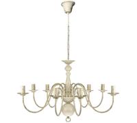 vidaXL Antique White Metal Chandelier 8 x E14 Bulbs, White