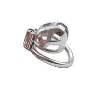 Metal Chastity Cage Devices Breathable Flat Chastity with Lock and Key for Men Penis Training Adult Male Bondage Adult Sex Toys for Men White-S 40Mm