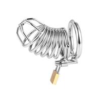 Metal Chastity Cage for Men with BDSM Lock & Restriction Device,Adjustable Adult Sex Toys Male Chastity Belt Restraint Bondage Fetish White 40Mm-45Mm-50Mm