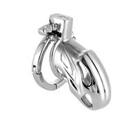 Metal Chastity Device Cage Lock for Men,Adjustable Ring Adult Toy for Couple Play Anti Cheating Cock Cage with Multi-Size Rings White One Size