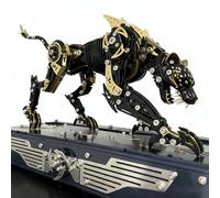 Metal Cheetah Model Building Kit for Adults: Steampunk Leopard Challenge - 3-D Puzzle Jigsaw, DIY Mechanical Engineering Toy, Unique Gifts for Men & Women (black golden)