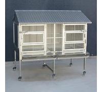 Metal Chicken Coop, Outdoor Rabbit Hutch with Wheels and Funnel Tray, Chew Proof Guinea Pig Cage for Small Animal Poultry(130 * 70 * 110cm)