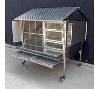 Metal Chicken Coop, Outdoor Rabbit Hutch with Wheels and Funnel Tray, Chew Proof Guinea Pig Cage for Small Animal Poultry(120 * 70 * 110cm)